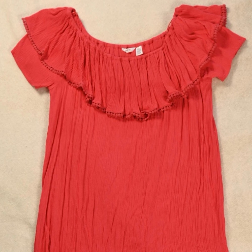 Kaktus Coral Mini Dress with Ruffle Detail